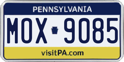PA license plate MOX9085