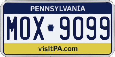 PA license plate MOX9099