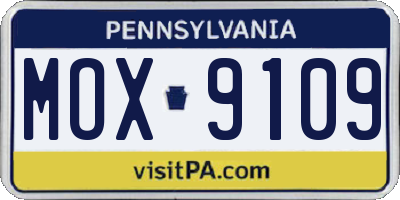 PA license plate MOX9109