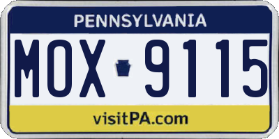 PA license plate MOX9115