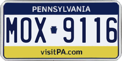PA license plate MOX9116