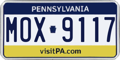 PA license plate MOX9117