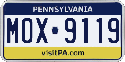 PA license plate MOX9119