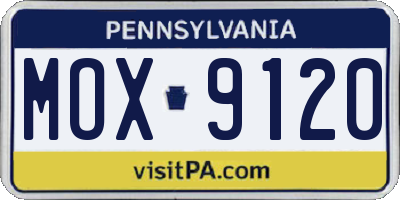 PA license plate MOX9120