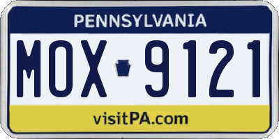 PA license plate MOX9121