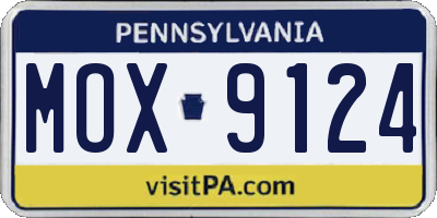 PA license plate MOX9124