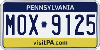 PA license plate MOX9125