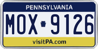 PA license plate MOX9126