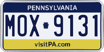 PA license plate MOX9131