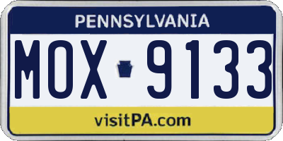 PA license plate MOX9133
