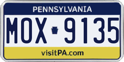 PA license plate MOX9135