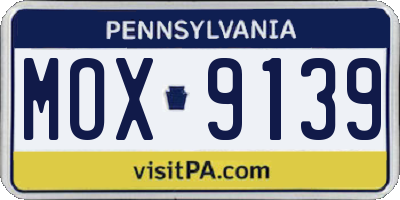 PA license plate MOX9139
