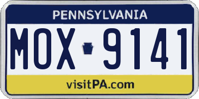 PA license plate MOX9141