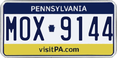 PA license plate MOX9144