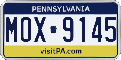 PA license plate MOX9145