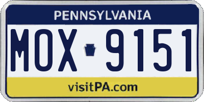 PA license plate MOX9151
