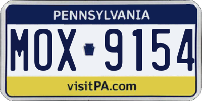 PA license plate MOX9154