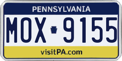PA license plate MOX9155