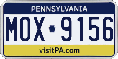 PA license plate MOX9156