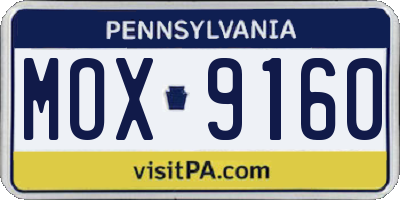 PA license plate MOX9160