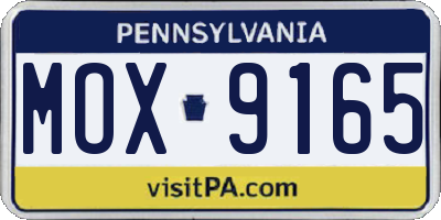 PA license plate MOX9165