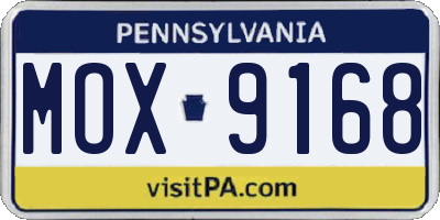 PA license plate MOX9168
