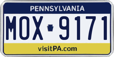 PA license plate MOX9171