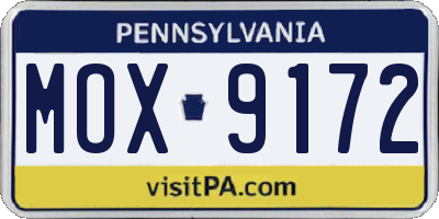 PA license plate MOX9172