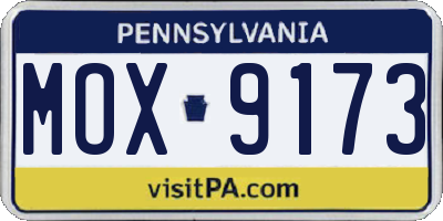 PA license plate MOX9173