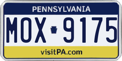 PA license plate MOX9175