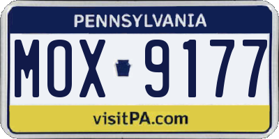 PA license plate MOX9177