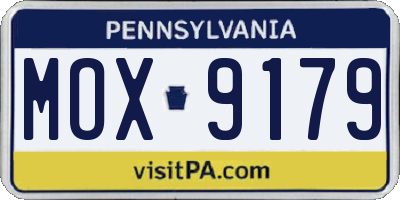 PA license plate MOX9179