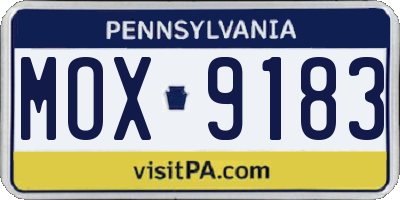 PA license plate MOX9183