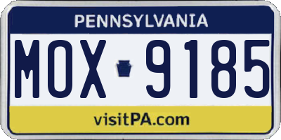 PA license plate MOX9185