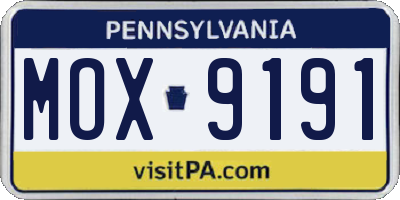 PA license plate MOX9191