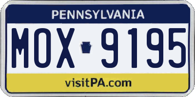 PA license plate MOX9195