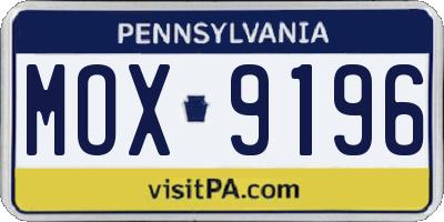 PA license plate MOX9196
