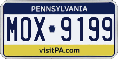 PA license plate MOX9199