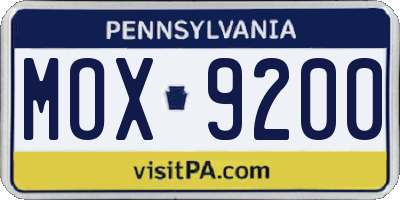 PA license plate MOX9200