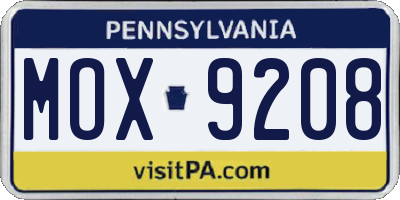 PA license plate MOX9208