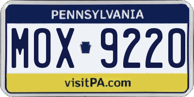 PA license plate MOX9220