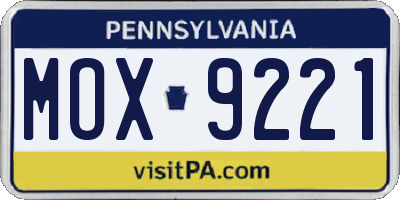 PA license plate MOX9221