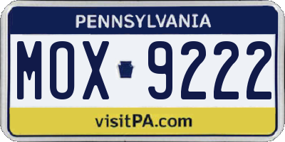 PA license plate MOX9222