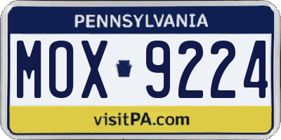 PA license plate MOX9224