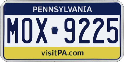 PA license plate MOX9225