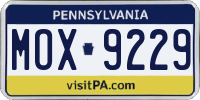 PA license plate MOX9229