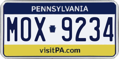 PA license plate MOX9234