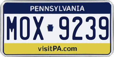 PA license plate MOX9239
