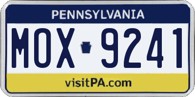 PA license plate MOX9241