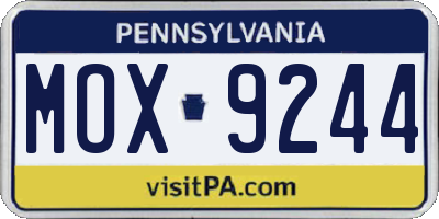 PA license plate MOX9244